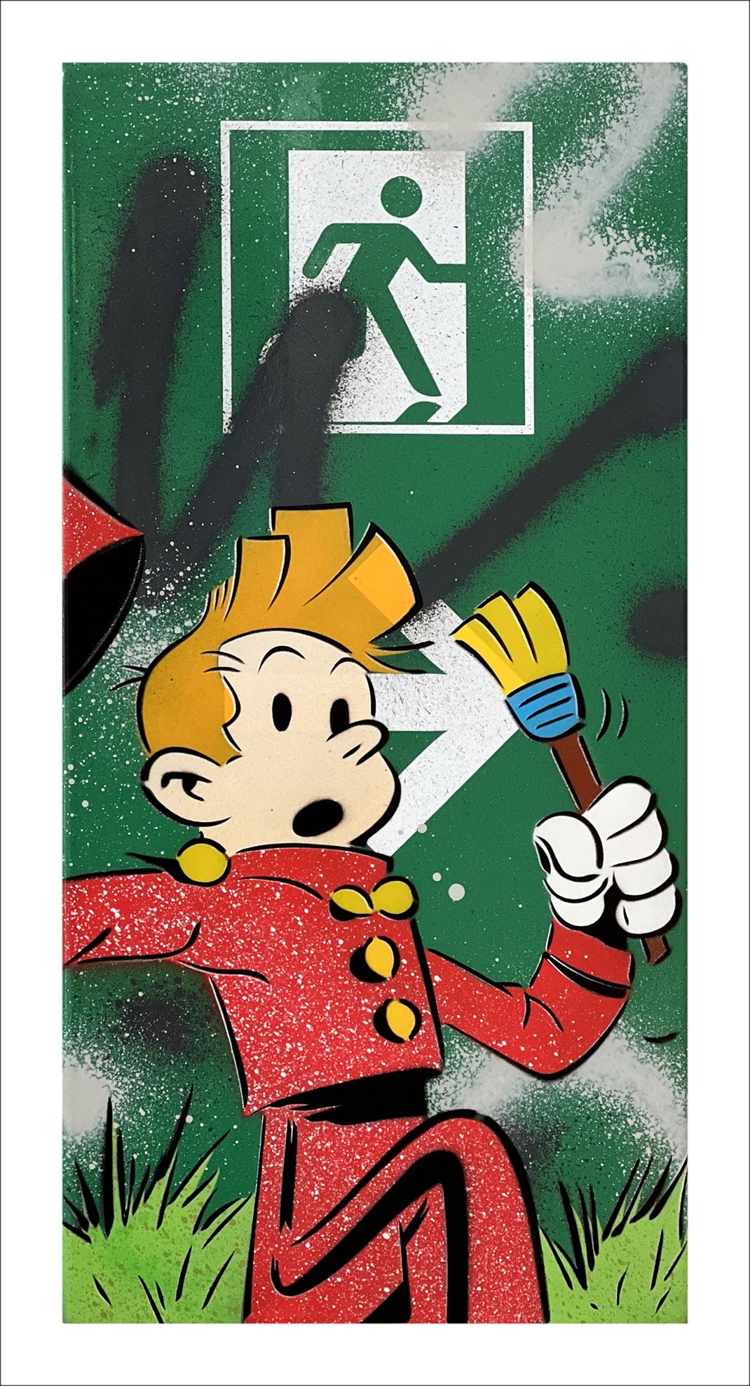 DEZACHE : Pittura certificata Spirou sulla piastra della metropolitana (2023)