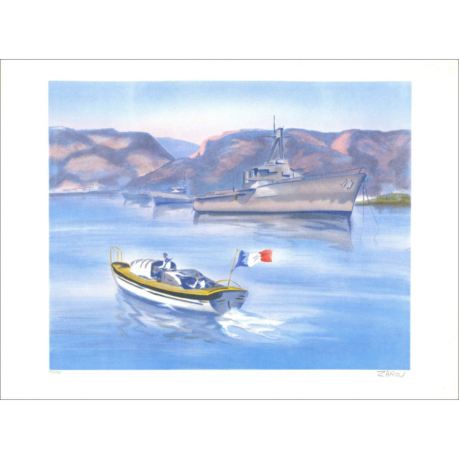 Die RADE DE TOULON-Original-Lithographie von ZAROU 