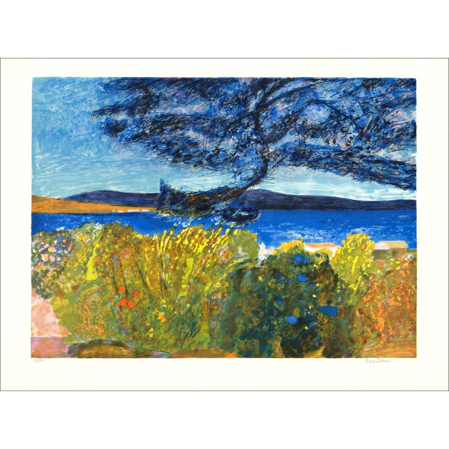 Paisaje de Litografía original provenzal de Guy BARDONE 
