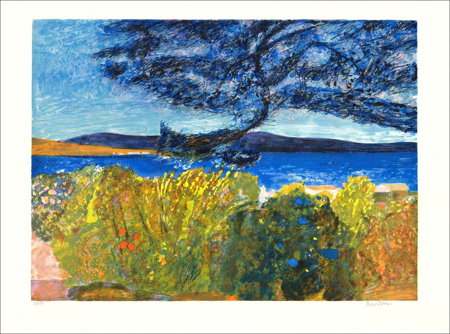 ➔ Paesaggio provenzale di Litografia originale del Guy Bardone 