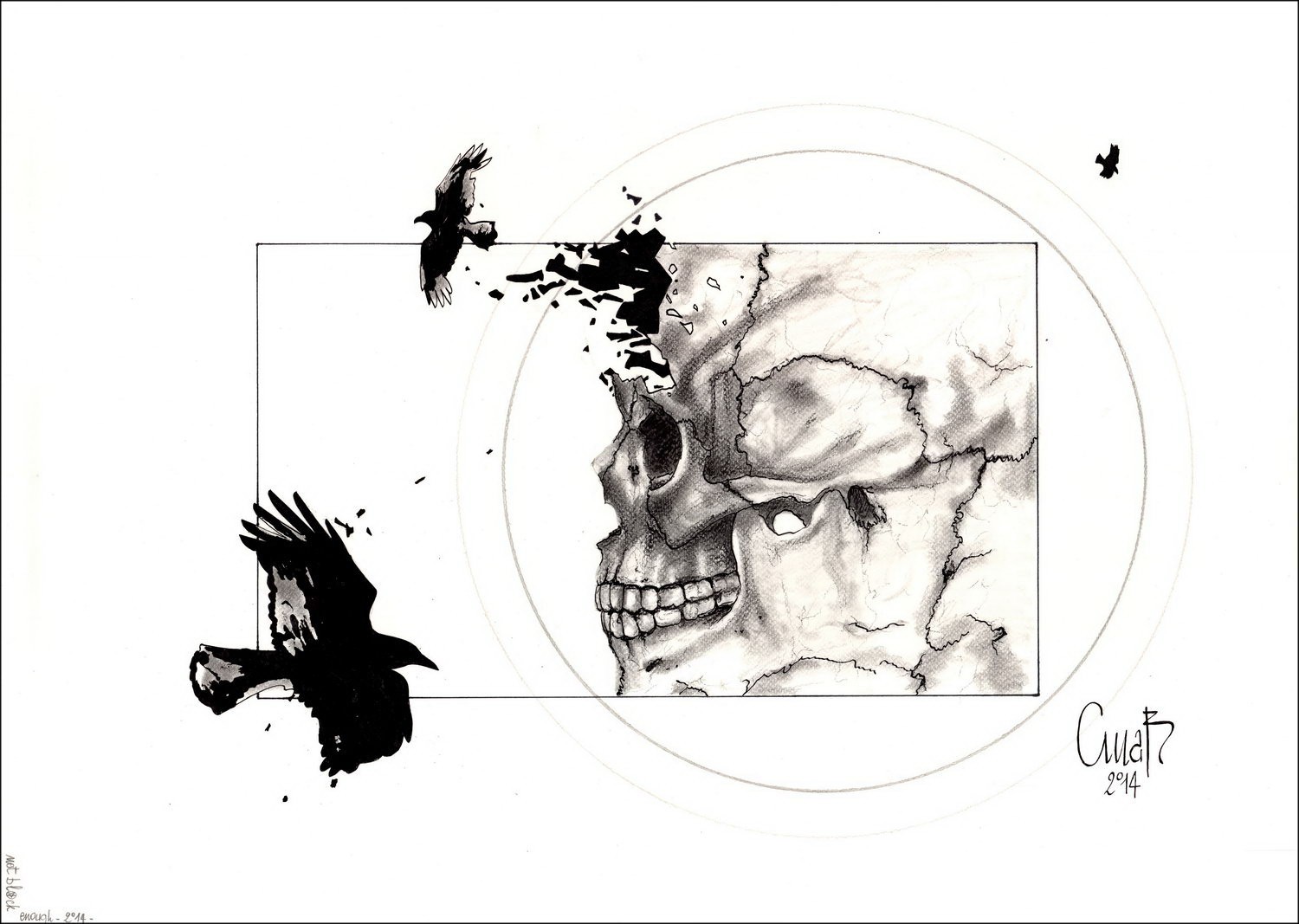 Christophe MABILLON - Original drawing "Not black enough" 70x50cm - 2015