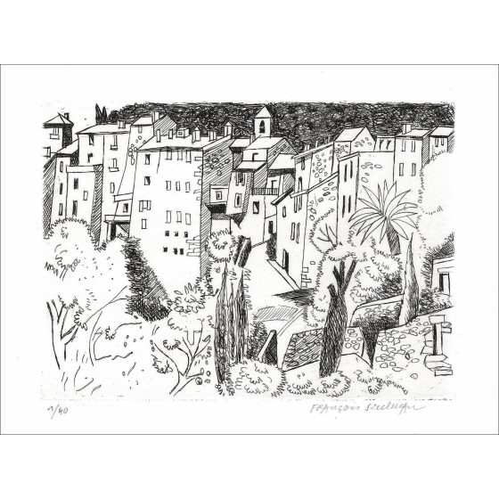 ➜ Provençaals dorp, een originele gravure te koop 