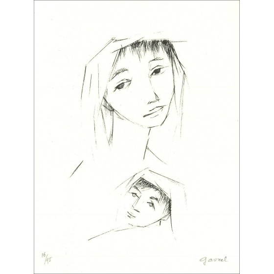 Frau und Kind eine original signierte und nummerierte Lithographie