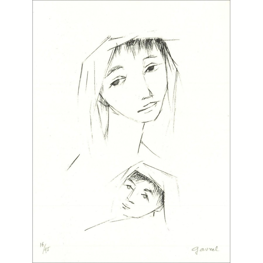 Woman and child a Original Lithograph Signed and Numbered