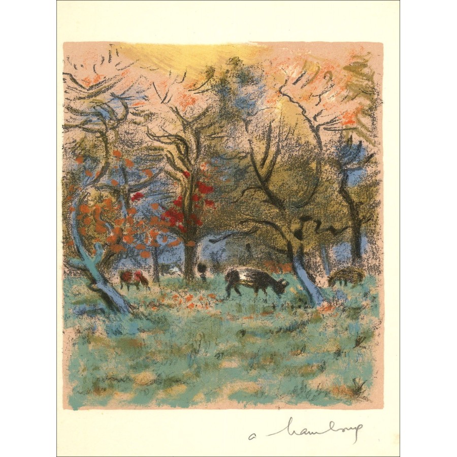 Forest grazing an Original Lithograph Signed