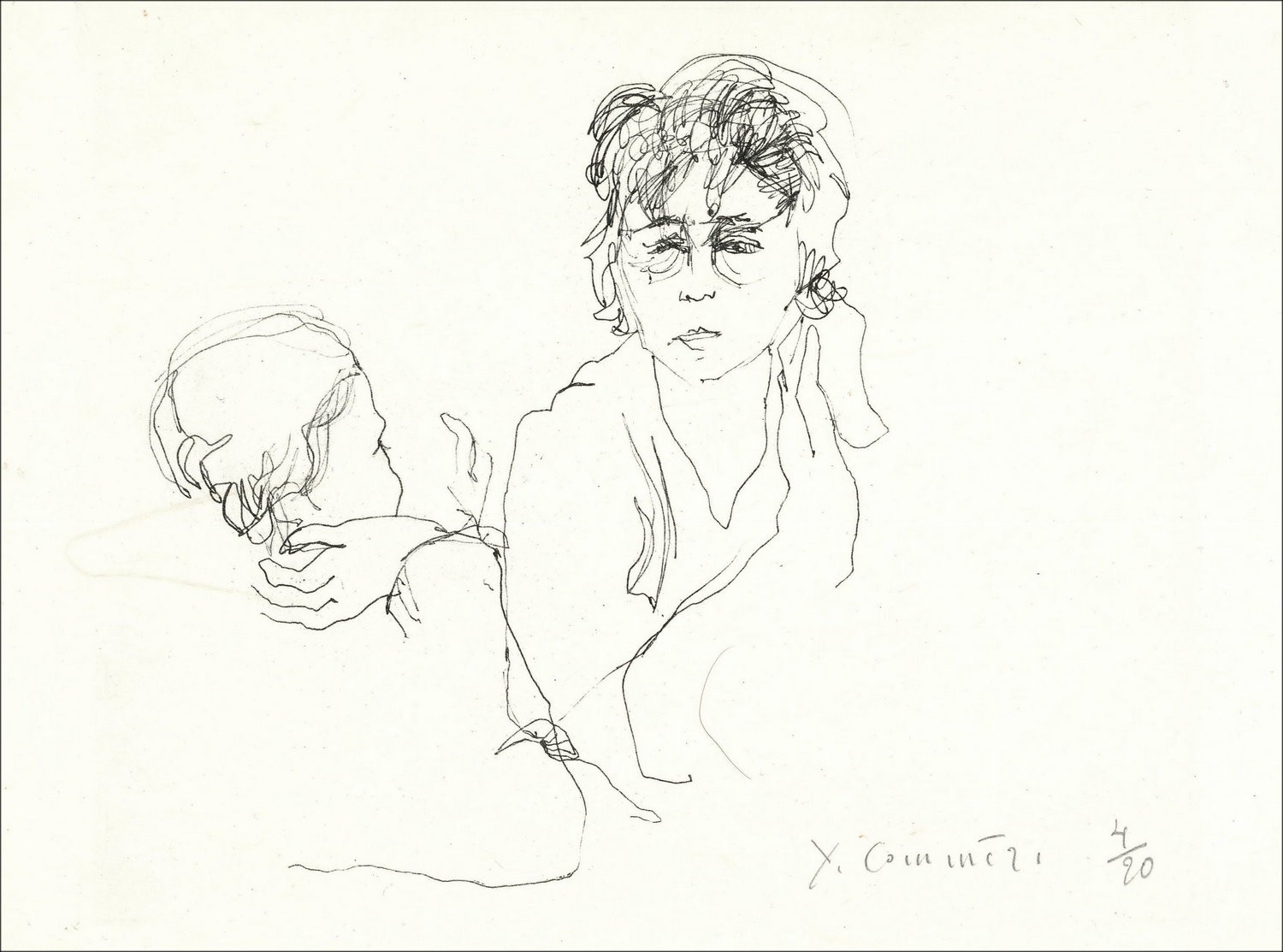 Gravure Originale "Femme et enfant" de Jean COMMERE