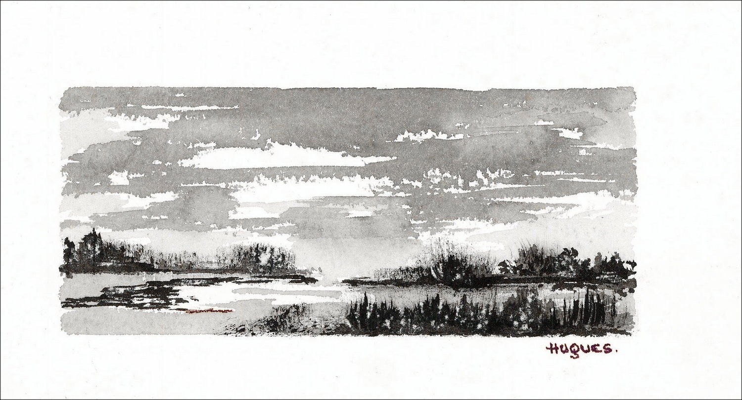 Paesaggio del disegno originale firmato