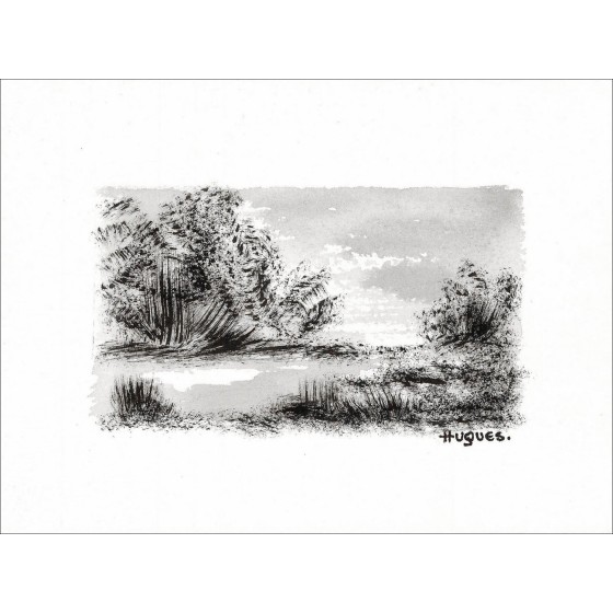 GAMME BUDGET - Originele tekening ondertekend "landschap2" 12x18cm