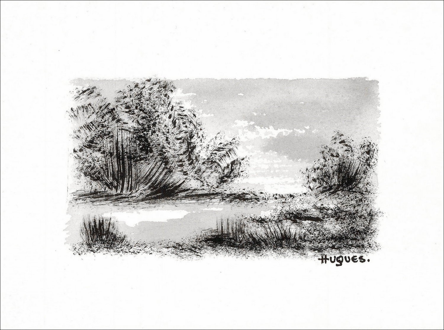 GAMME BUDGET - Originele tekening ondertekend "landschap2" 12x18cm