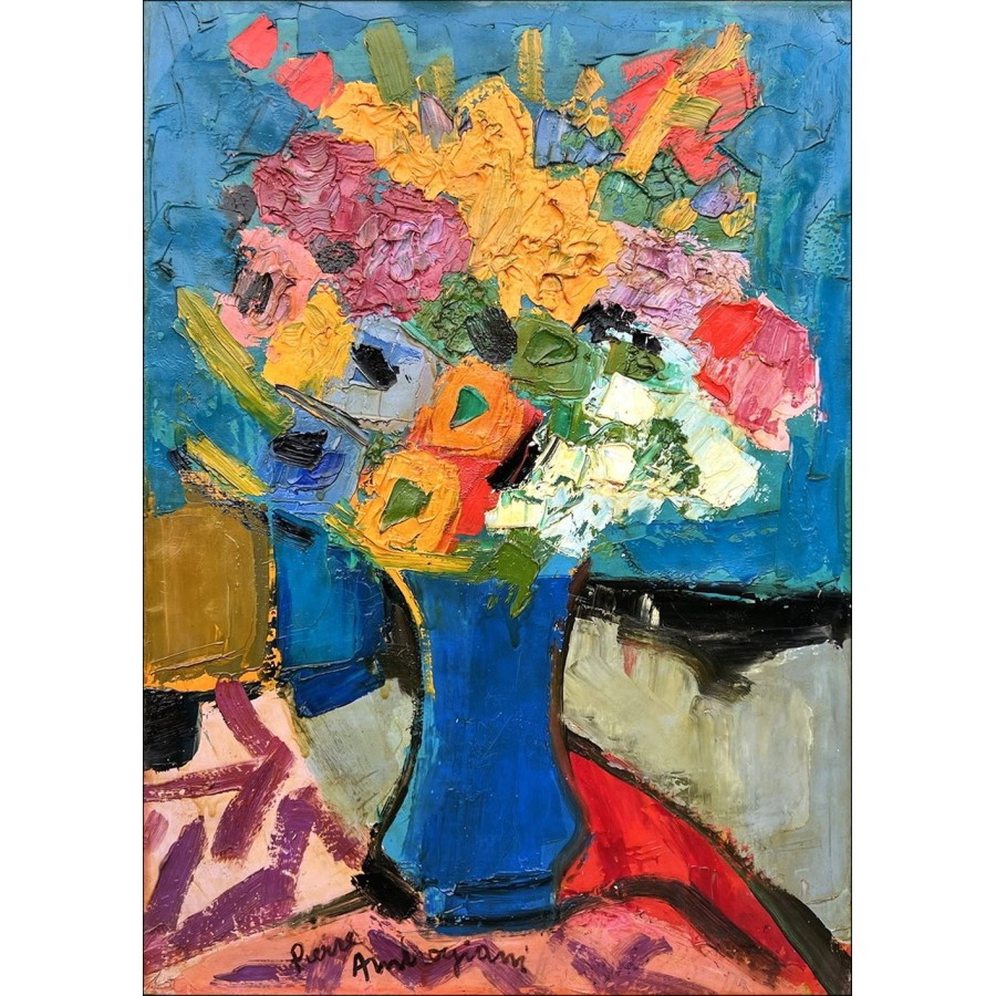 Pierre Ambrogiani - Öl auf Leinwand "Blumenstrauß" 65x46cm (15m)