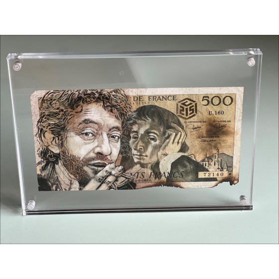 C215 - Original Malerei auf 500 Franken "Gainbourg" 97x180mm