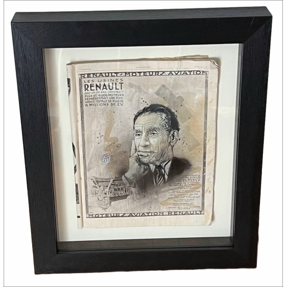 Vernice originale a Aerosol su Magazine "Renault Aviation" 60x50cm di C215