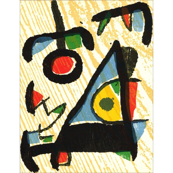 Joan Miro, original gravierte Holz "Komposition BG03" 32x25cm - 1989
