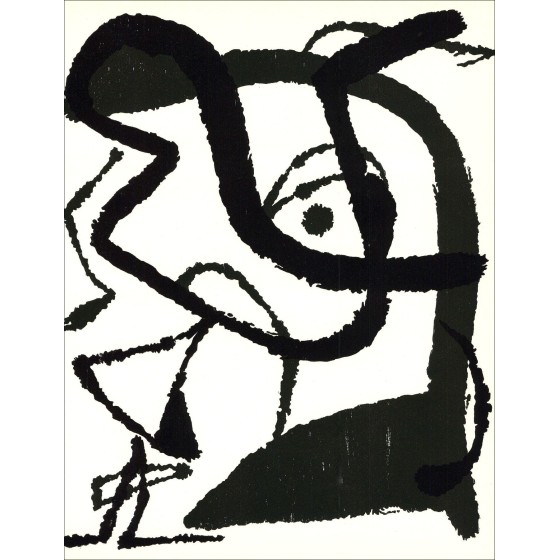 Joan Miro, Original Gegraveerde Wood "SAMENSTELLING BG04" 32x25cm - 1989