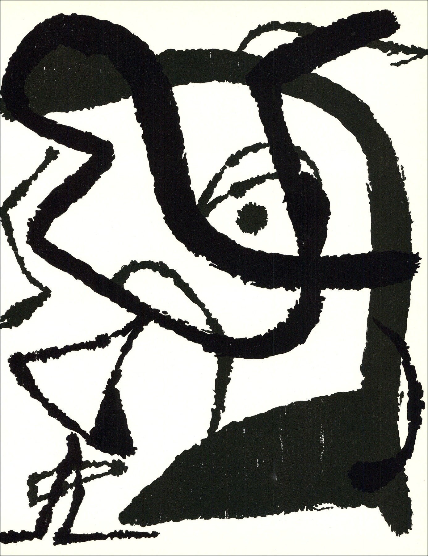 Joan MIRO, madera grabada original "Composición BG04" 32x25cm - 1989