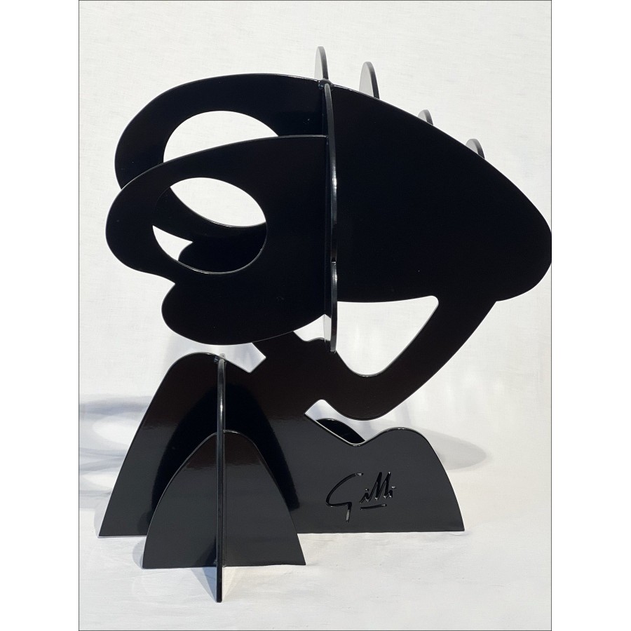 Claude GILLI - escultura en metal original "Arbol negro, sombrilla de pino" 50x45x30cm