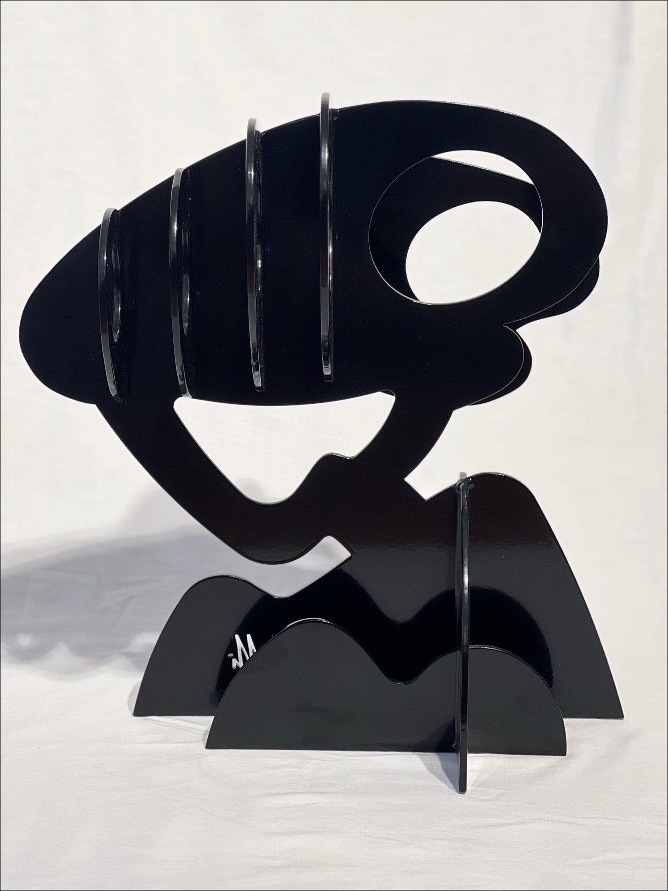Claude GILLI - escultura en metal original "Arbol negro, sombrilla de pino" 50x45x30cm