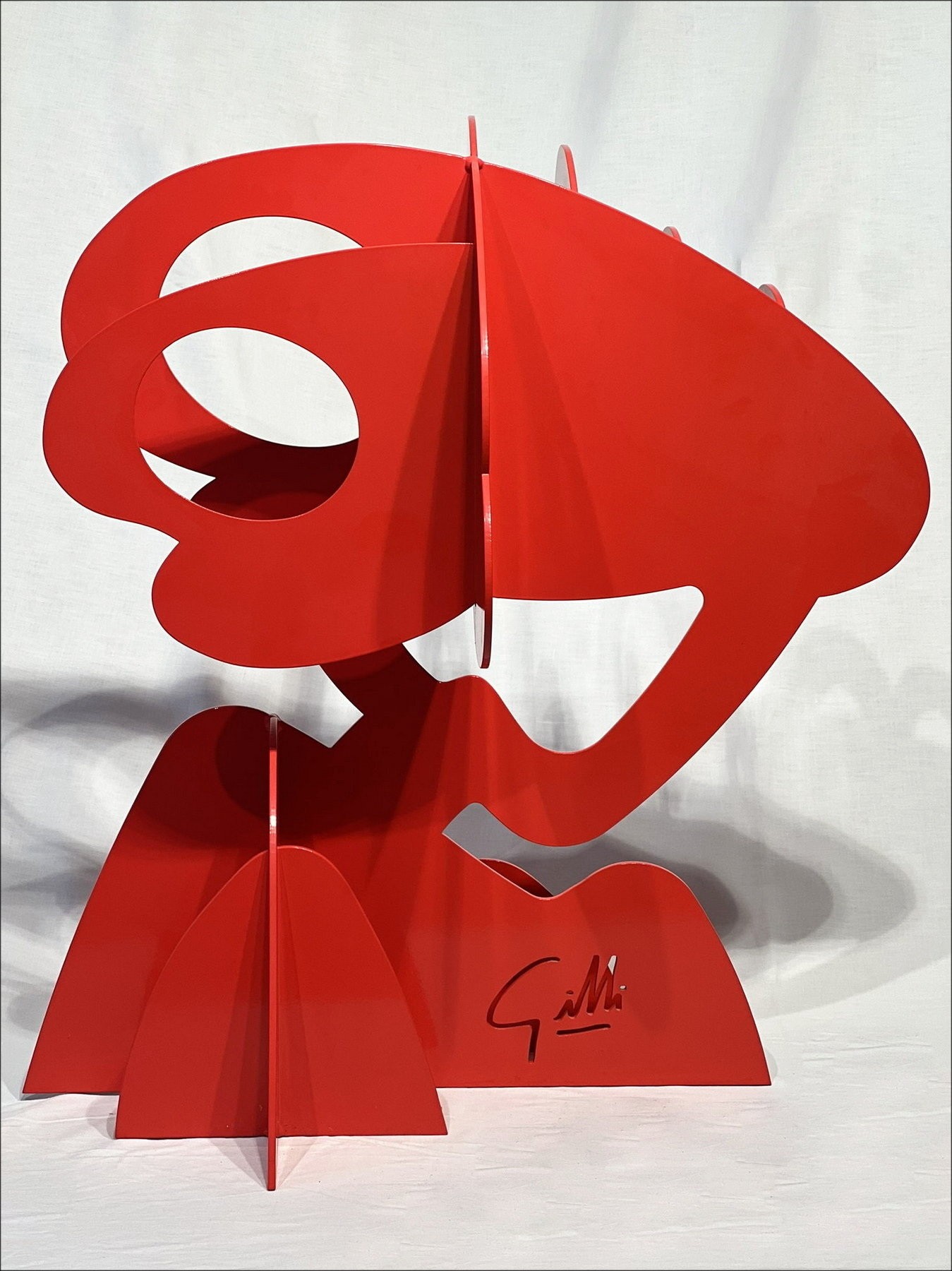 Claude Gilli - Scultura originale in metallo "Tree rossa, Pine Parasol" 75x70x50cm