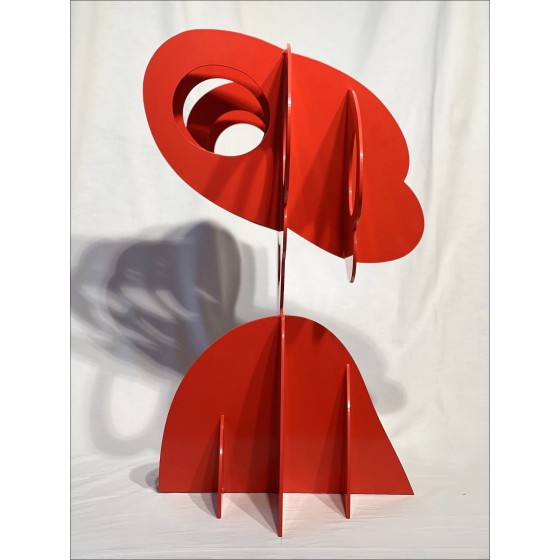 Claude Gilli - Original Metallskulptur "Roter Baum, Kiefernschirm" 75x70x50cm