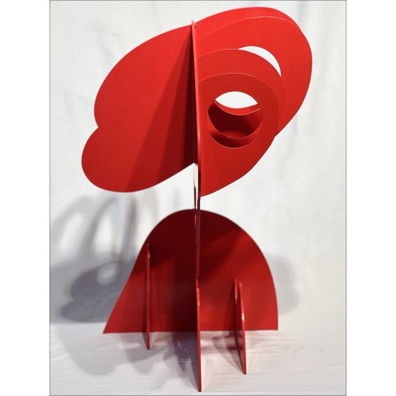 Claude Gilli - Original Metallskulptur "Roter Baum, Kiefernschirm" 75x70x50cm