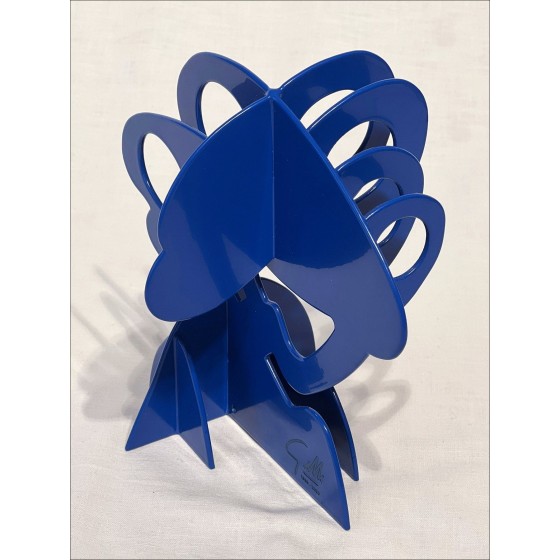 Claude GILLI - escultura en metal original "Arbol azul, sombrilla de pino" 20x17x13cm