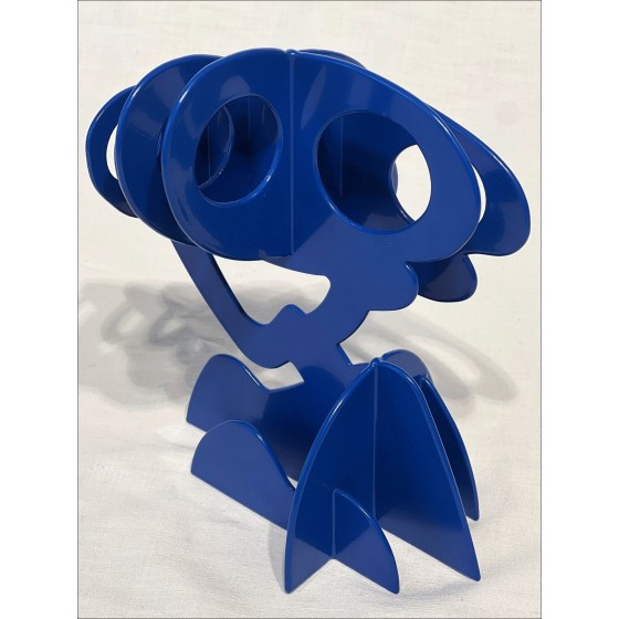 Claude Gilli - Original Metal Sculpture "Blue Tree, Pine Paraplu" 20x17x13cm