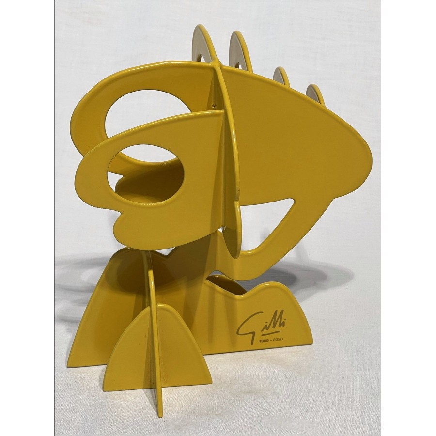 Claude GILLI - escultura en metal original "Arbol amarillo, pinar parasol" 20x17x13cm
