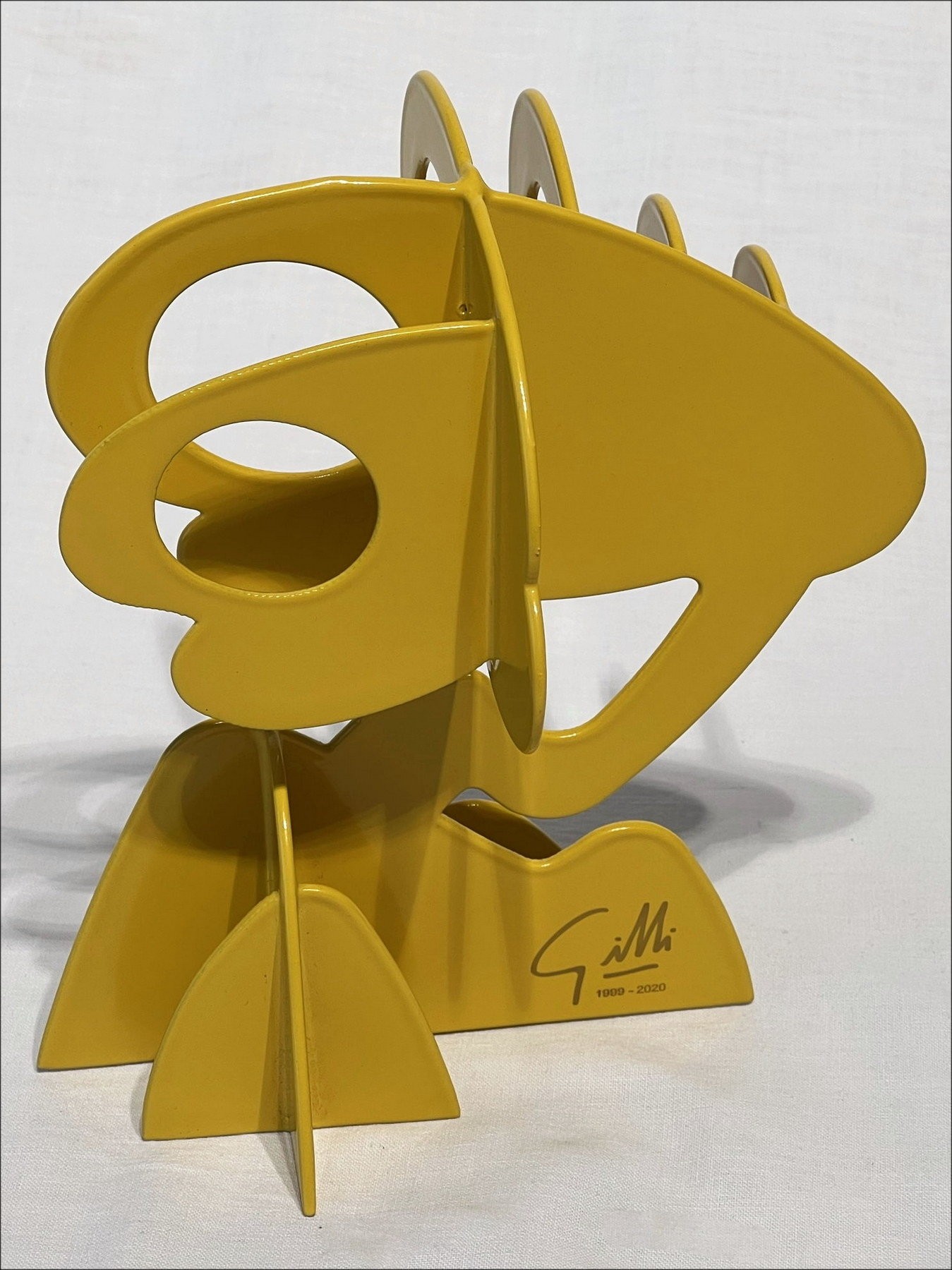 Claude Gilli - Original Metallskulptur "Gelber Baum, Kiefernschirm" 20x17x13cm