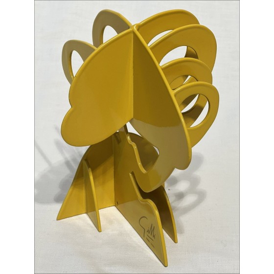 Claude GILLI - Original metal sculpture "Yellow tree, pine parasol" 20x17x13cm