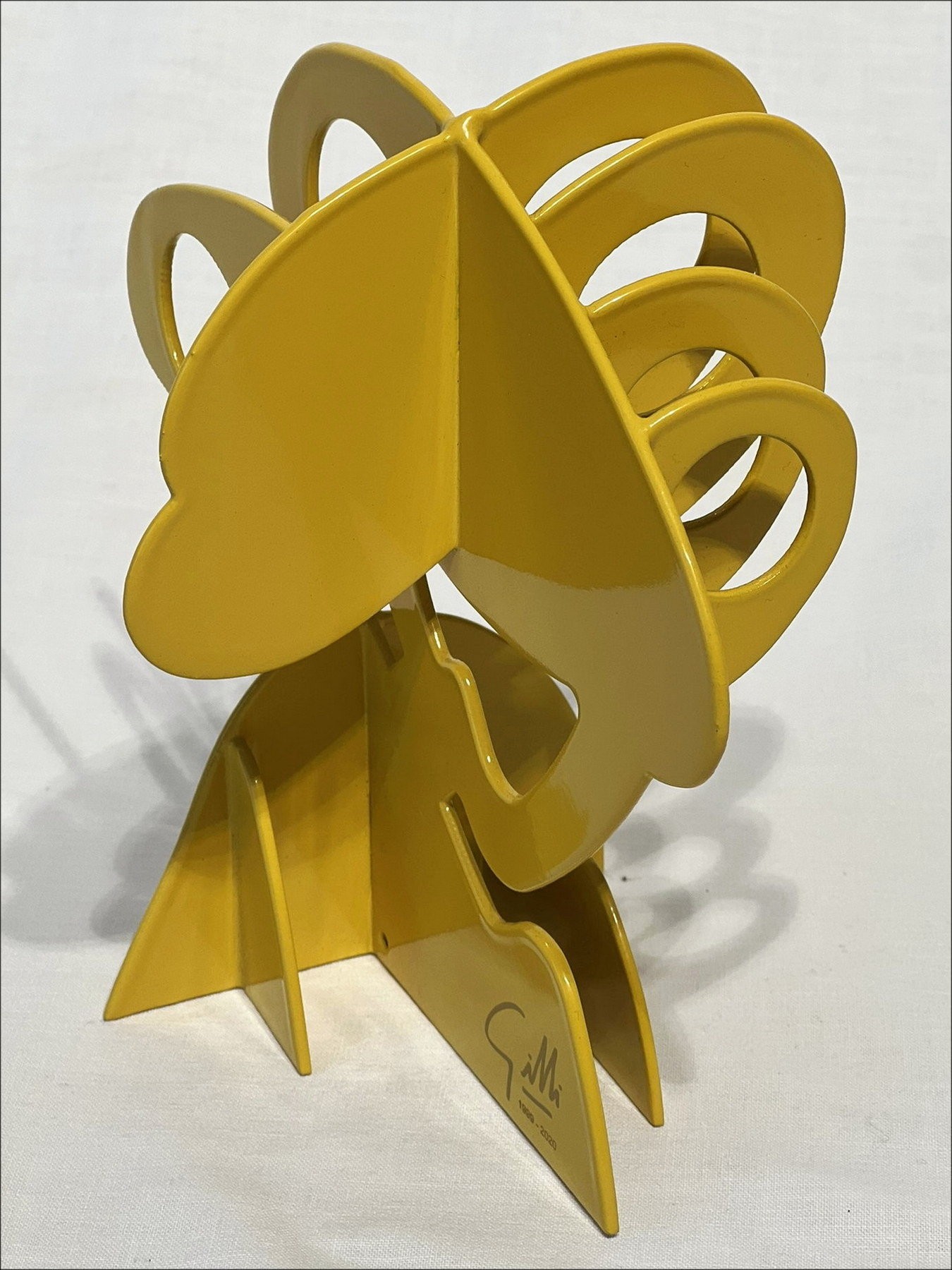 Claude Gilli - Scultura in metallo originale "Albero giallo, ombrellone" 20x17x13cm