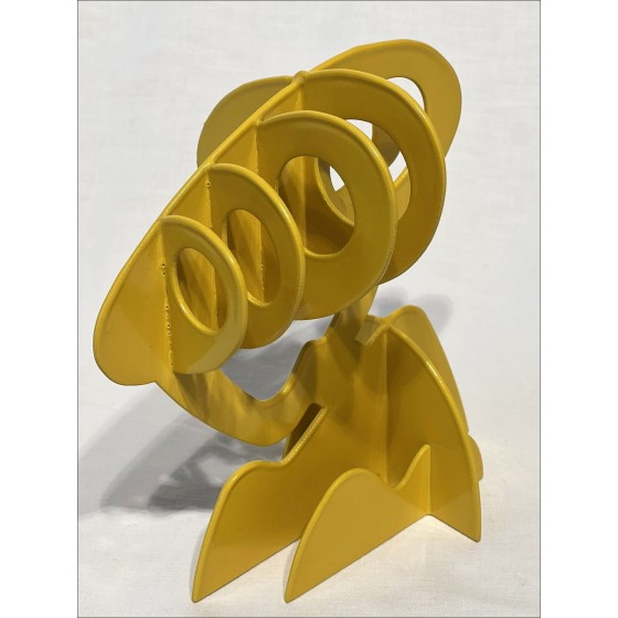 Claude GILLI - Original metal sculpture "Yellow tree, pine parasol" 20x17x13cm