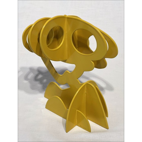 Claude GILLI - escultura en metal original "Arbol amarillo, pinar parasol" 20x17x13cm