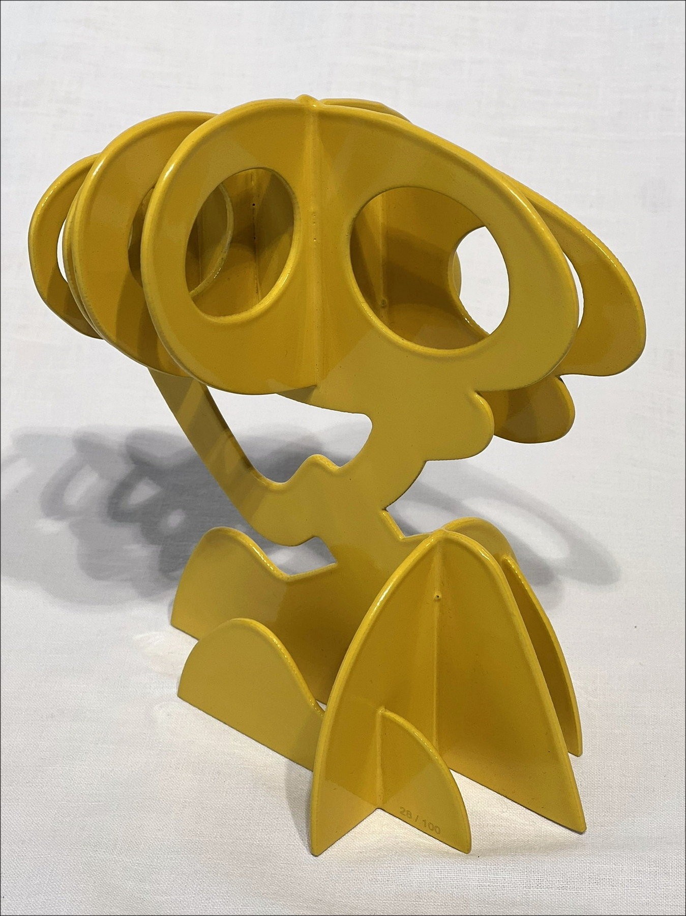 Claude GILLI - Original metal sculpture "Yellow tree, pine parasol" 20x17x13cm