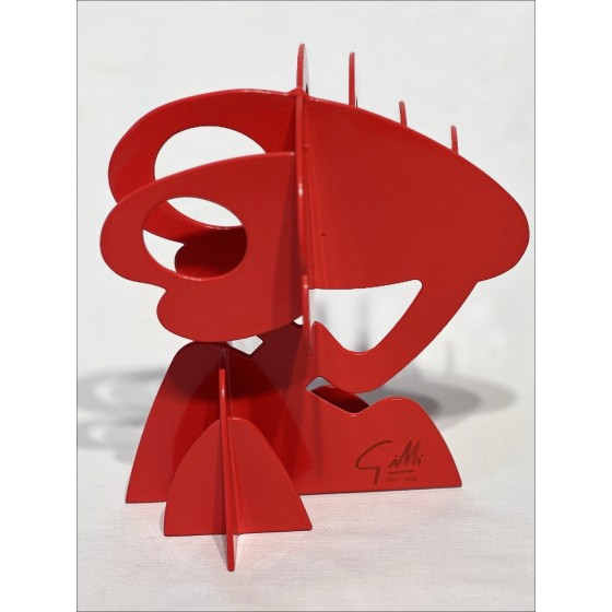 Claude Gilli - Original Metal Sculpture "Red Tree, Pine Paraplu" 20x17x13cm