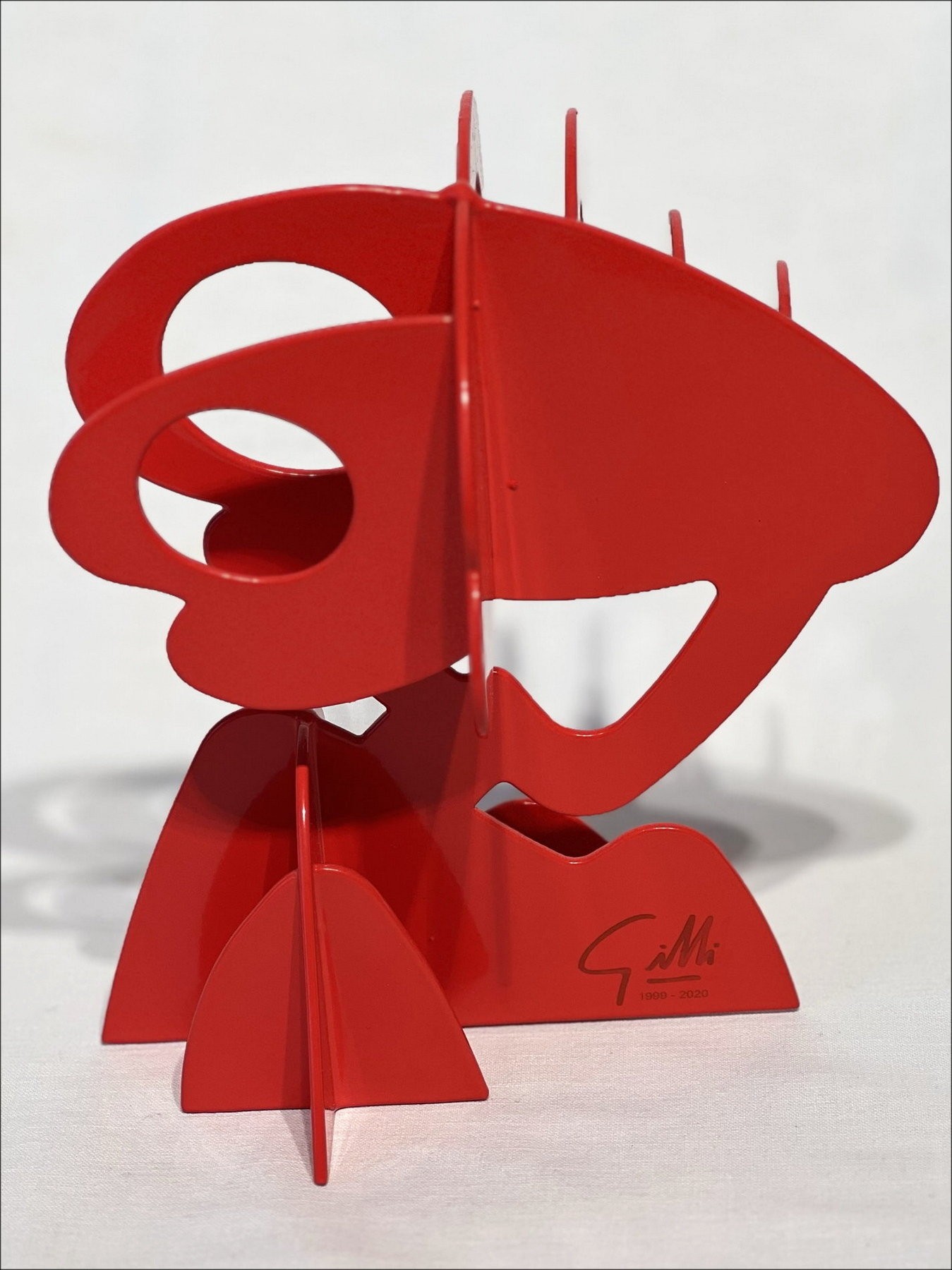Claude Gilli - Original Metal Sculpture "Red Tree, Pine Paraplu" 20x17x13cm