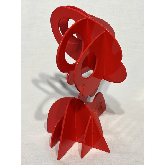 Claude Gilli - Scultura in metallo originale "Albero rosso, ombrellone" 20x17x13cm