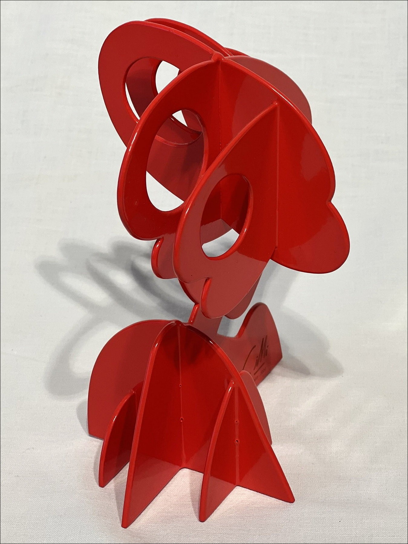 Claude Gilli - Original Metallskulptur "Roter Baum, Kiefernschirm" 20x17x13cm