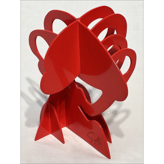 Claude Gilli - Scultura in metallo originale "Albero rosso, ombrellone" 20x17x13cm