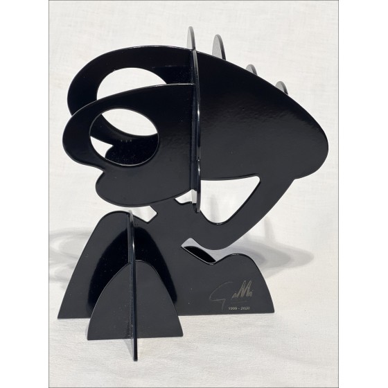 Claude GILLI - escultura en metal original "Arbol negro, sombrilla de pino" 20x17x13cm