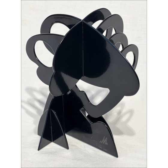 Claude Gilli - Original Metallskulptur "Schwarzer Baum, Sonnenschirmkiefer" 20x17x13cm