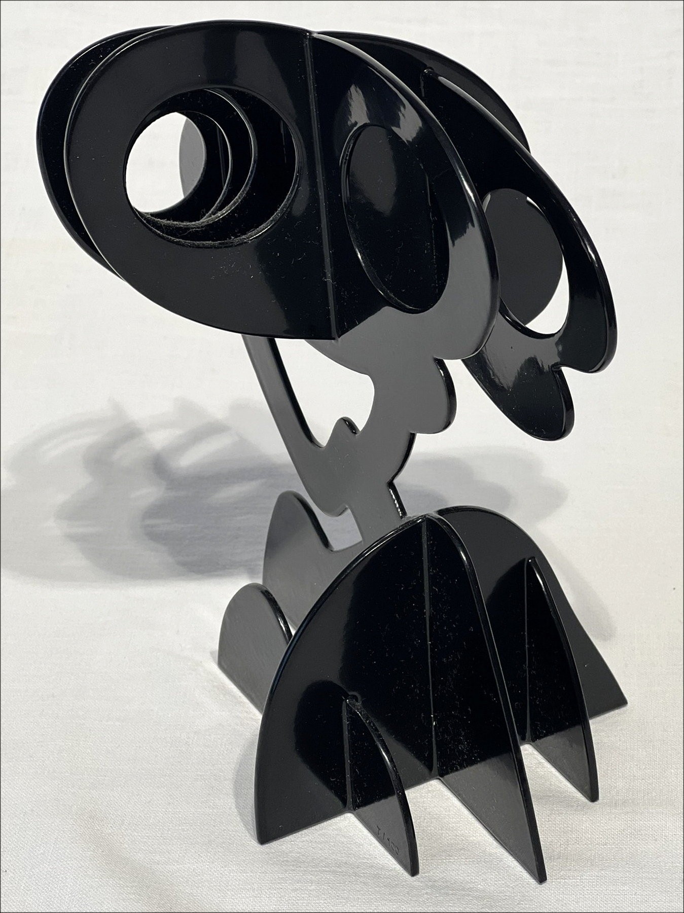 Claude GILLI - escultura en metal original "Arbol negro, sombrilla de pino" 20x17x13cm