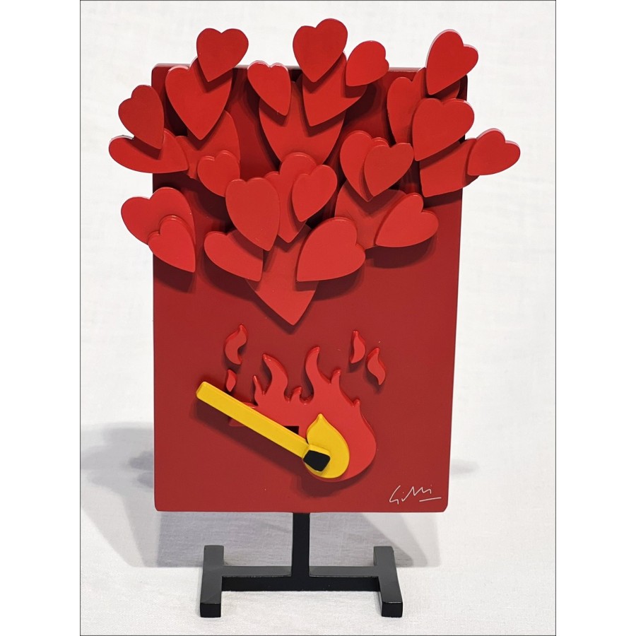 Claude Gilli - Original Metallkulptur "Fou Love" 16x11x4cm