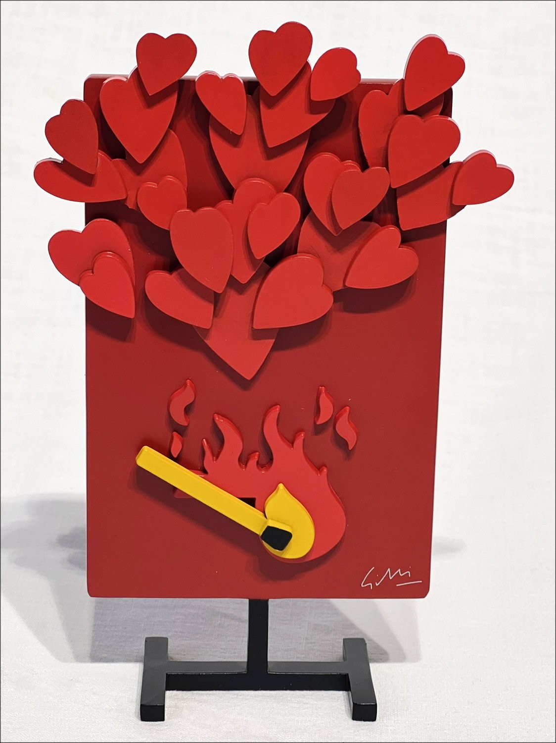 Claude Gilli - Original Metallkulptur "Fou Love" 16x11x4cm