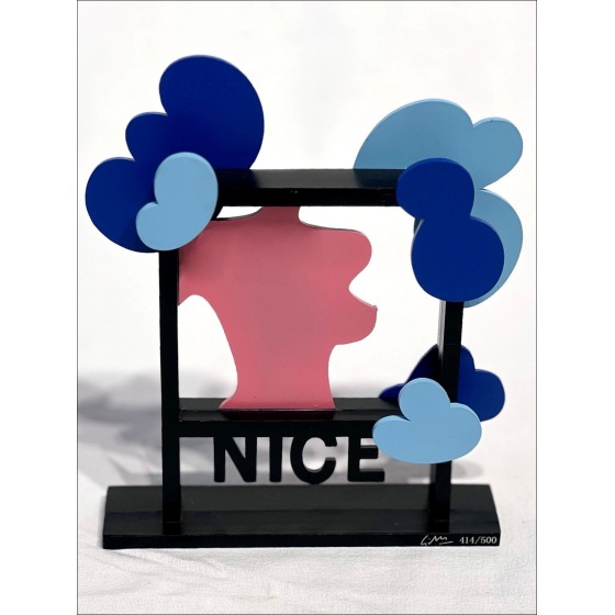 Claude Gilli - Scultura in metallo originale "Nice 1990" 16x13x3cm