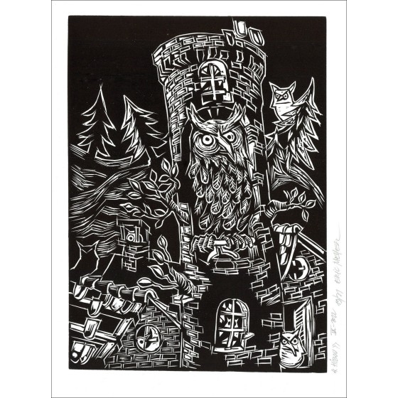 Eric Meyer 'Owl' 2022 - Incisione 38x28 cm 