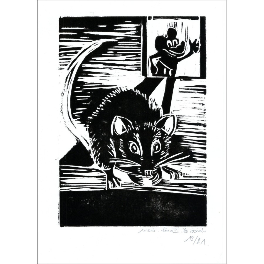 MARIE.LINO M - Grabado original "La Mouse" 38x28cm