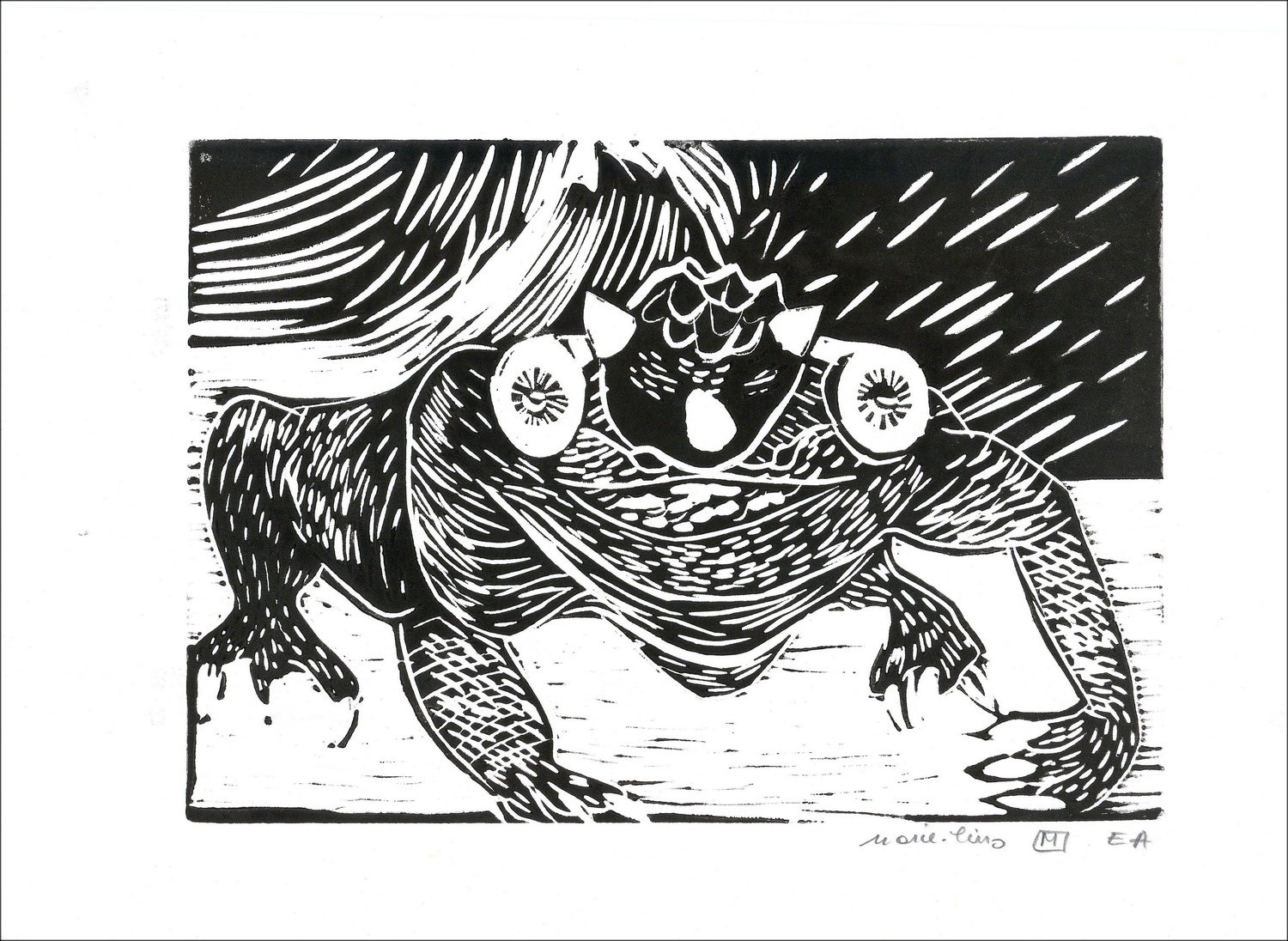 La rana di Maria. Lino M - Incisione originale 30x40cm