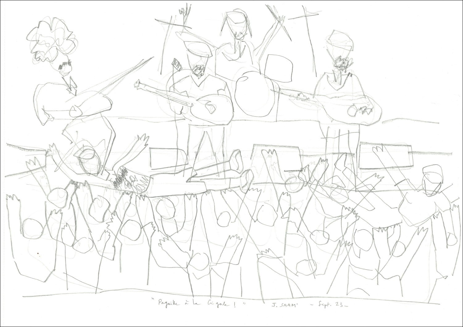 Cicading Hackwall - Originele tekening door Jérôme Saam 42x60cm