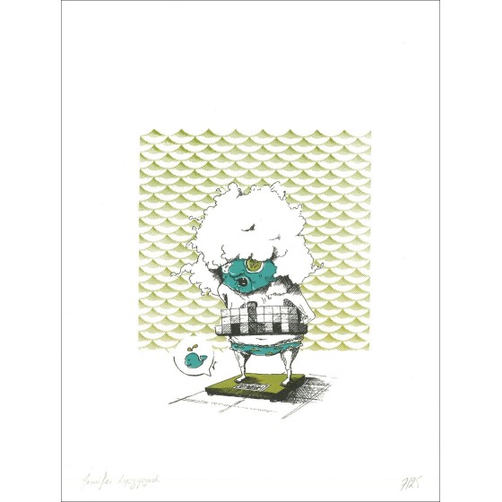 OH Granny - 'MAMIE MOBY' 36X27CM | Seta serigrafica firmata originale
