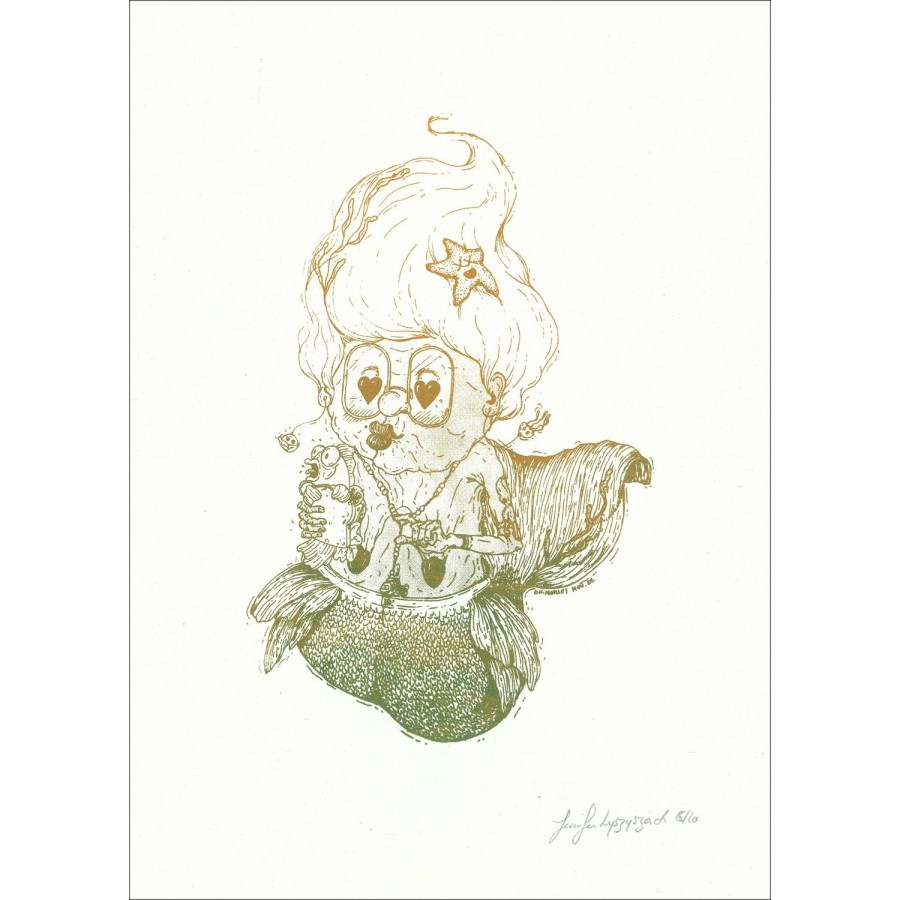 Oh Oma - 'Meerjungfrau degradiert' 35x25cm | Signierter Siebdruck